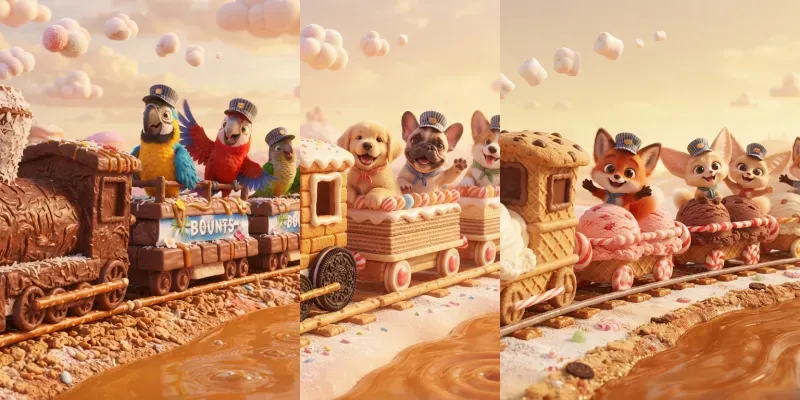 Whimsical Animal Dessert Trains generated by undefined
