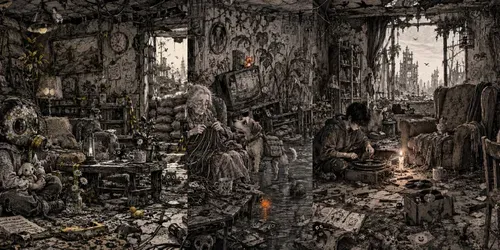 Post Apocalyptic Surreal Living Rooms generated by chatgpt-image