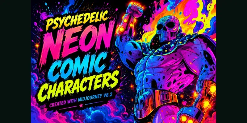 Psychedelic Neon Comic Characters generated by undefined