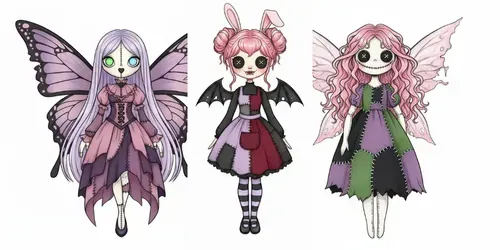 Spooky Cute Magical Dolls Clipart generated by gemini-image