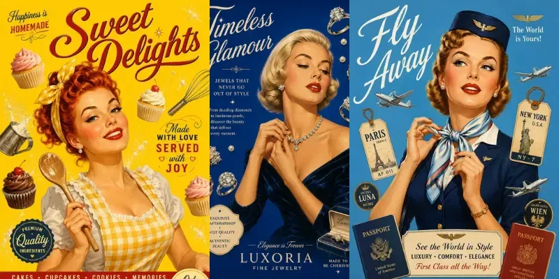 Vintage 1950s Advertising Posters generated by undefined
