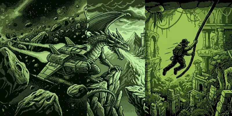 1989 Pure Monochrome Handheld Pixel Art generated by undefined