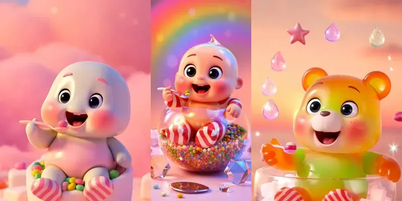 Adorable 3D Candy Baby Worlds generated by undefined