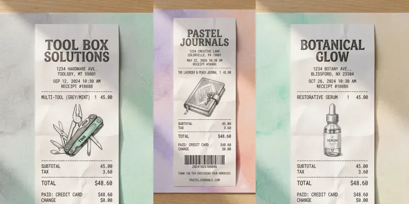 Illustrated Product Thermal Receipts generated by undefined