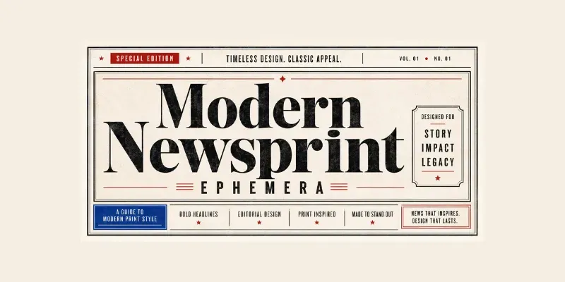 Modern Newsprint Ephemera generated by undefined