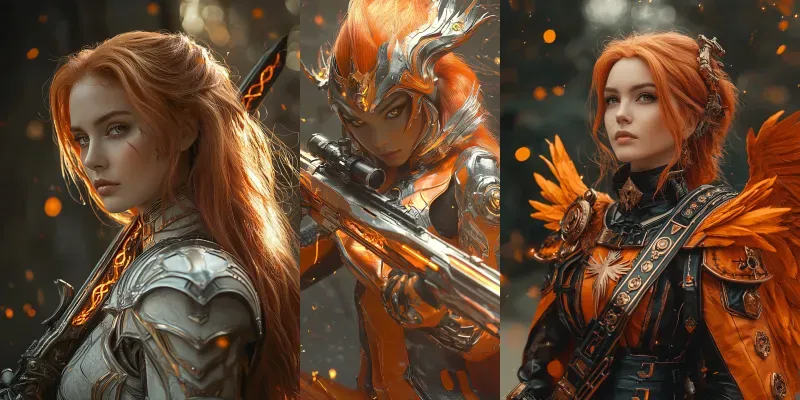 Solar Flame Huntress Scifi Art generated by undefined