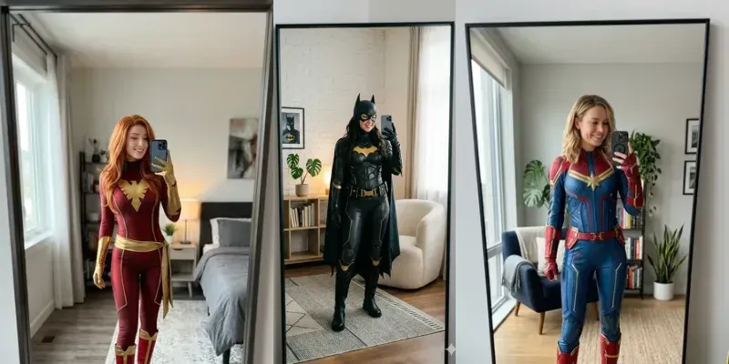 Female Superhero Cosplay Mirror Selfies generated by undefined