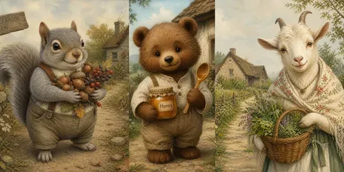Storybook Farm Creatures Illustration Sets generated by chatgpt-image