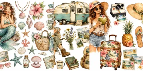 Whimsical Summer Travel Cliparts generated by chatgpt-image