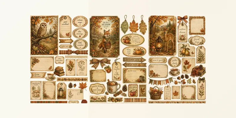 Cozy Autumn Ephemera Collages generated by undefined