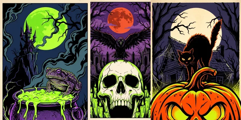 Retro Halloween Screenprint Posters