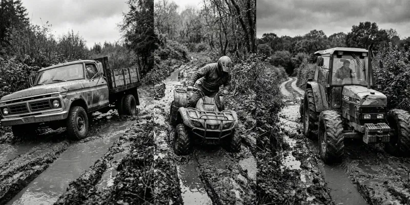 Gritty Kodak P3200 35mm Rural Vehicles generated by undefined