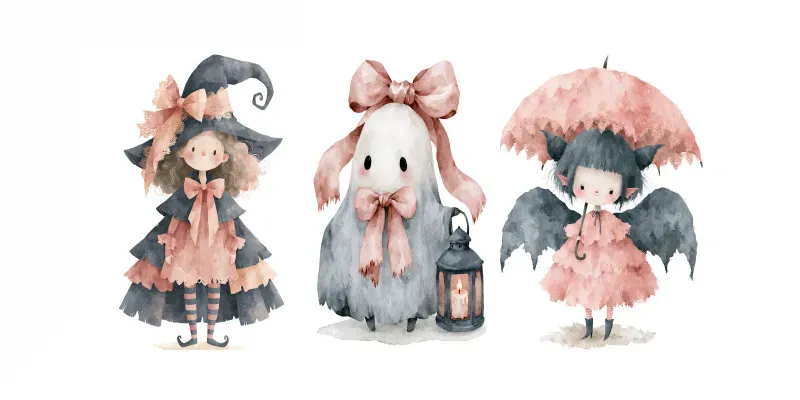 Coquette Gothic Watercolor Cliparts generated by undefined