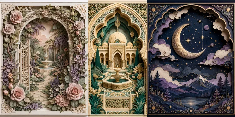 Luxury 3D Layered Paper Cut Art generated by undefined