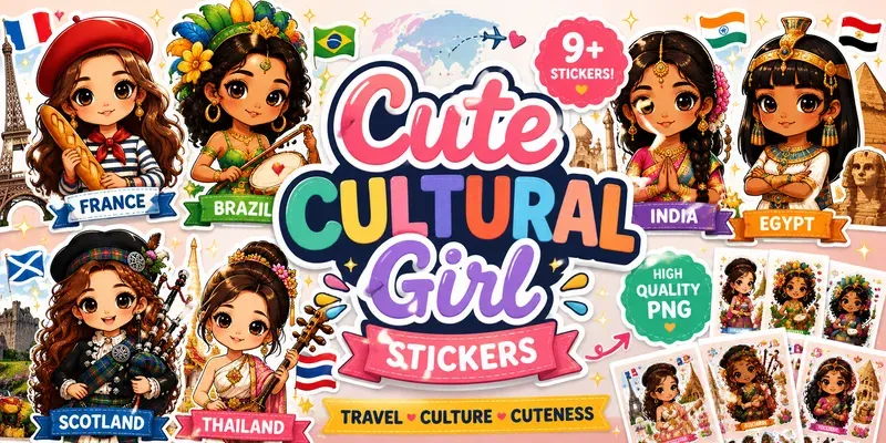 Cute Cultural Girl Stickers generated by undefined