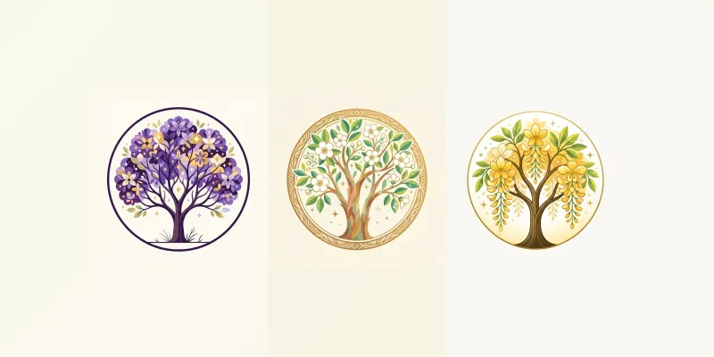 Modern Summer Blooming Tree Emblems generated by undefined