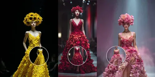 Floral Gown Runway Catwalk Women generated by midjourney-video