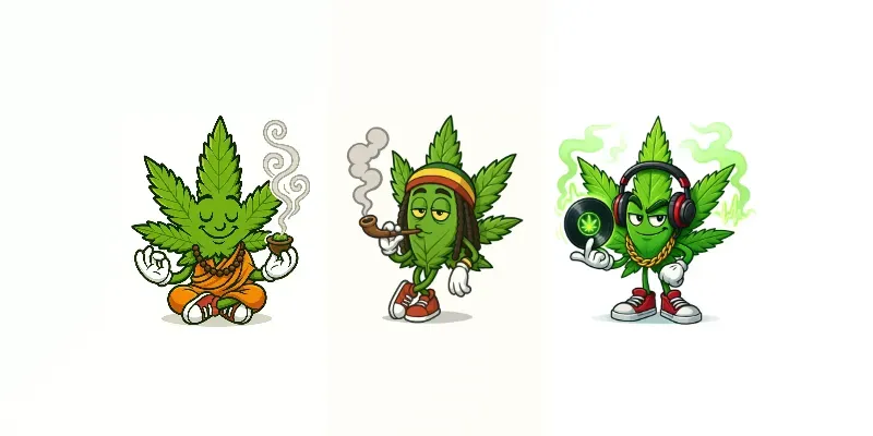Marijuana Leaf Cartoon Mascot Characters generated by undefined