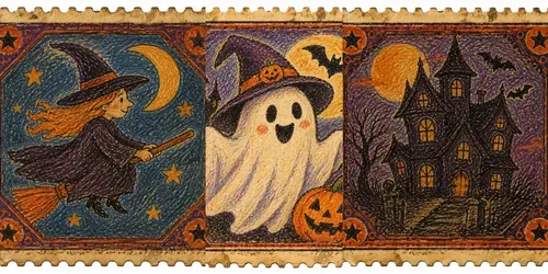 Halloween Crayon Stamp Ephemera generated by chatgpt-image