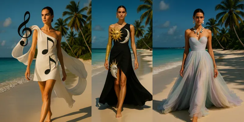 Tropical Beach Fashion Editorials generated by undefined