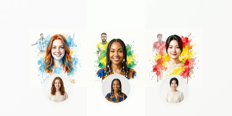 Watercolor Football Fan Art Portraits generated by undefined