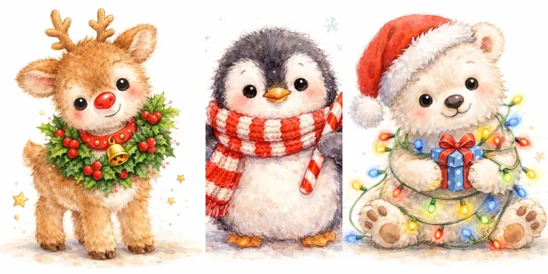 Cute Christmas Character Illustrations generated by undefined