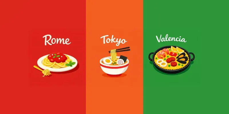Playful Cartoonish Cities And Foods generated by undefined