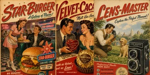 Vintage 1950s Advertisement Posters generated by chatgpt-image