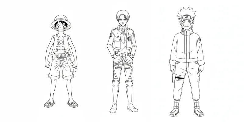 Anime Character Coloring Books Line Art generated by undefined
