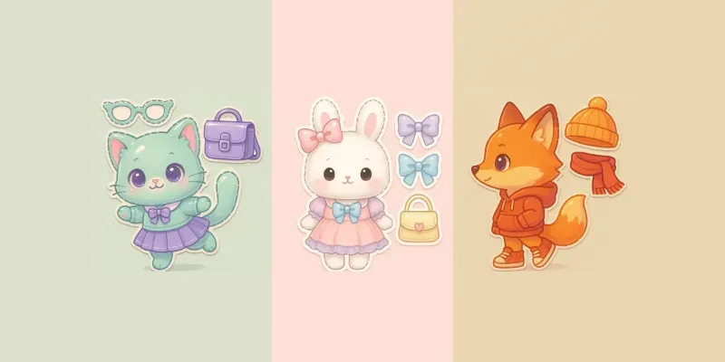 Kawaii Dress Up Animal Paper Dolls generated by undefined