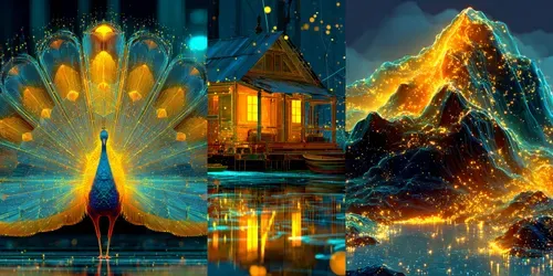 3D Neon Bioluminescent Glass Nature generated by midjourney