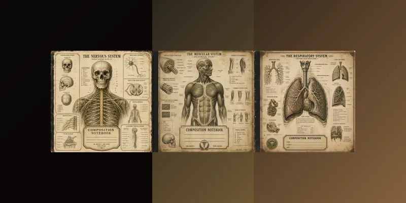 Vintage Anatomy Notebook Cover Designs generated by undefined