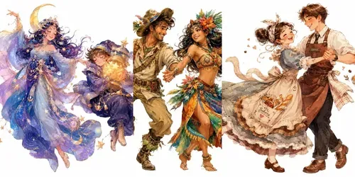 Whimsical Dancing Couples Art Packs generated by chatgpt-image