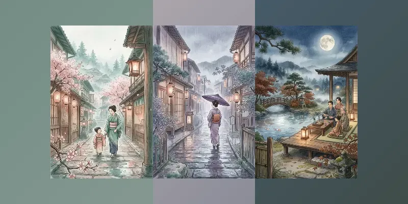 Cinematic Japanese Scene Watercolors generated by undefined