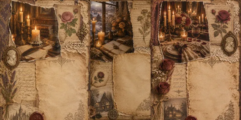 Candlelit Vintage Junk Journal Pages generated by undefined