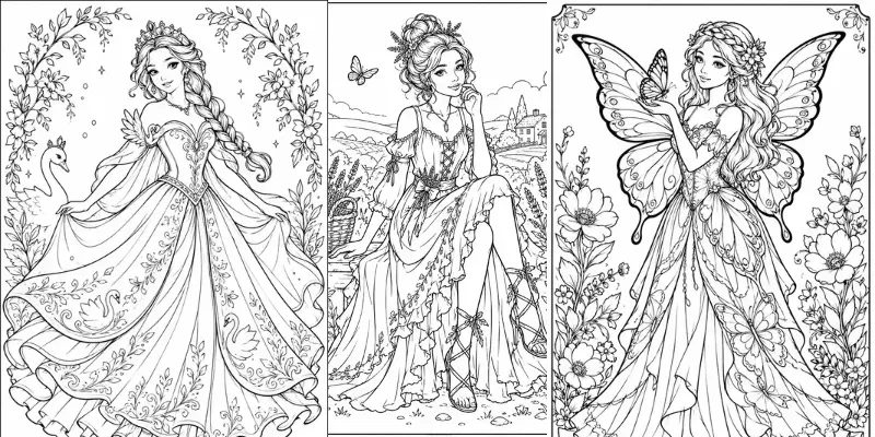 Bold Line Fantasy Coloring Pages generated by undefined