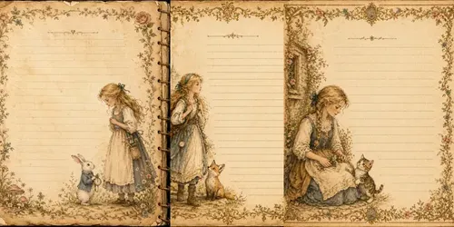 Alice Medieval Paper Illustration Sets generated by chatgpt-image
