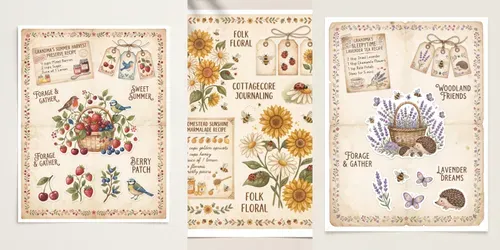 Cottagecore Mushroom Journal Kits generated by gemini-image