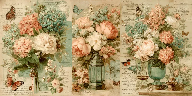 Antique Floral Ephemera Junk Journals generated by undefined