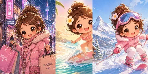 Kawaii Travel Experience Scenes generated by chatgpt-image