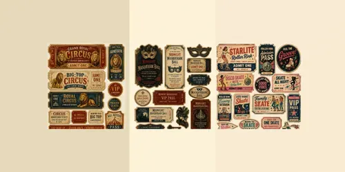 Vintage Ticket Booth Ephemera Sheets generated by chatgpt-image