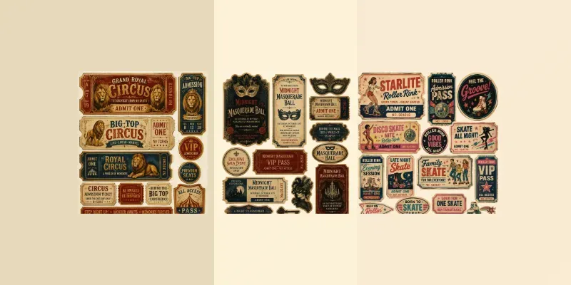 Vintage Ticket Booth Ephemera Sheets generated by undefined