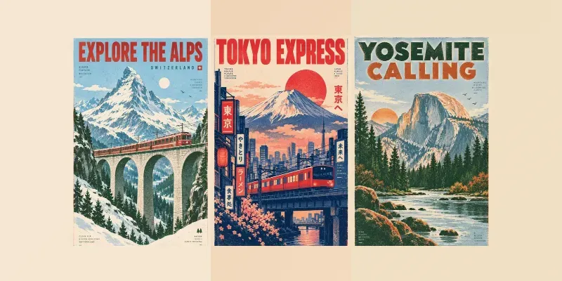 Retro Riso Travel Poster Generator generated by undefined