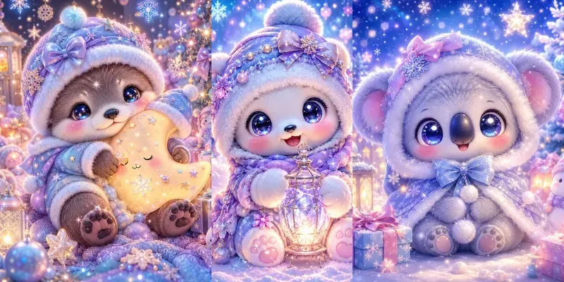 Dreamy Kawaii Winter Friends Art Style generated by undefined