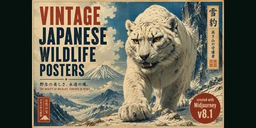 Vintage Japanese Wildlife Posters generated by midjourney