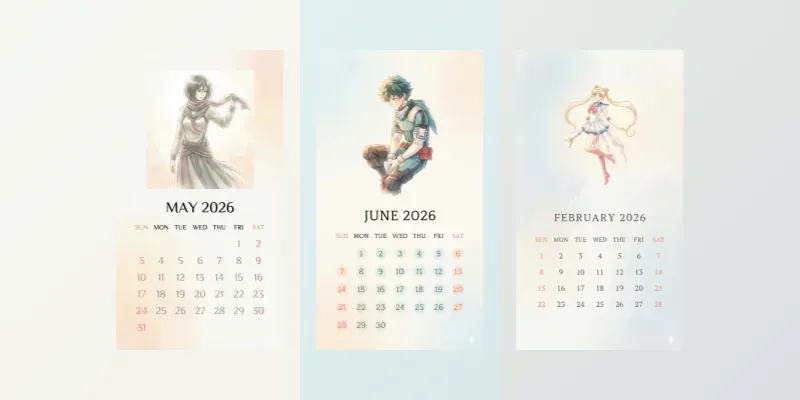 Viral 2026 Anime Calendars generated by undefined