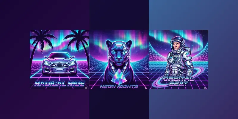 80s Synth Music Album Art Assets