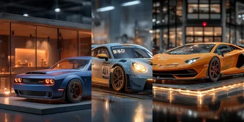 Minimotion Cinematic Car Dioramas generated by midjourney