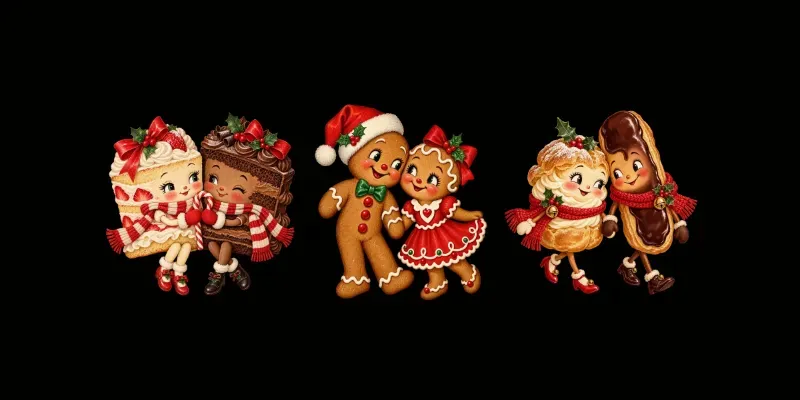 Vintage Christmas Dessert Couples