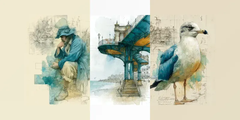 Seaside Watercolor Sketches generated by undefined